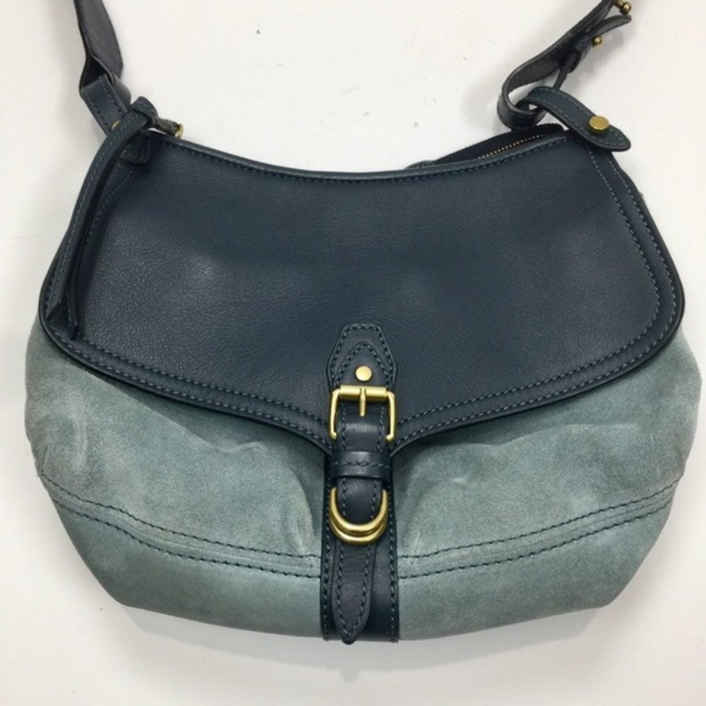 Isabel Marant Keila Leather Suede Two Tone Blue/Light Blue Crossbody Bag - Picture 4 of 16